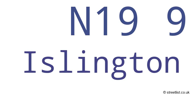 A word cloud for the N19 9 postcode